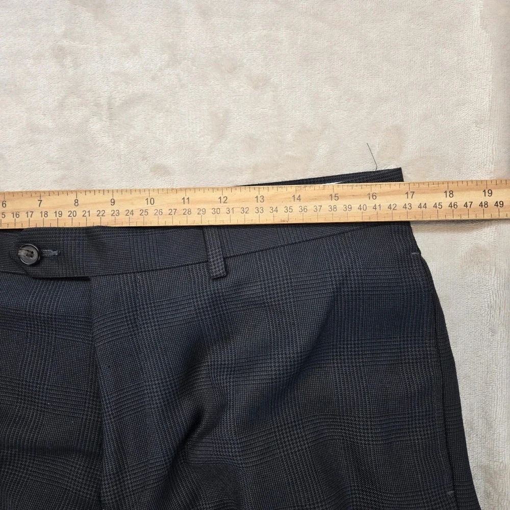 Ralph Lauren Dress Pants Mens 34x30 Black Glen Plaid Excellent Flat Front